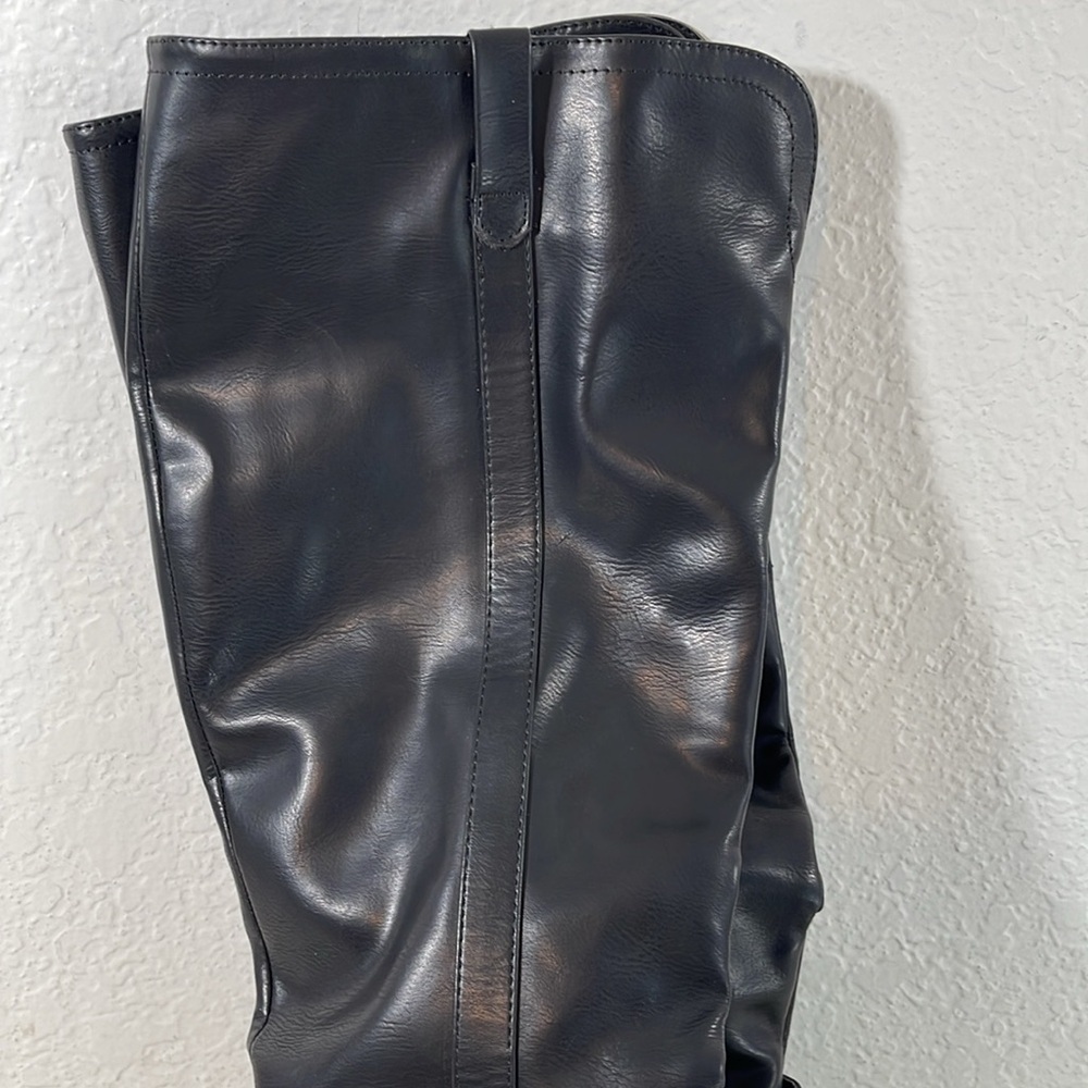 MIA 'Hamilton' Faux Leather Black Block Heeled Knee High Boots Sz 8.5 NEW - Picture 4 of 16